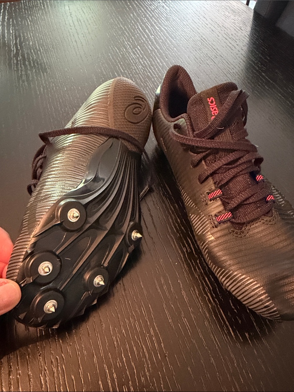 ASICS Black Track Spikes with pink Accents